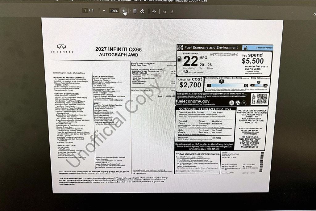 2027 INFINITI QX65 AUTOGRAPH