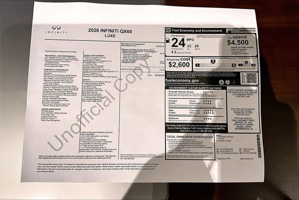 2026 INFINITI QX60 LUXE