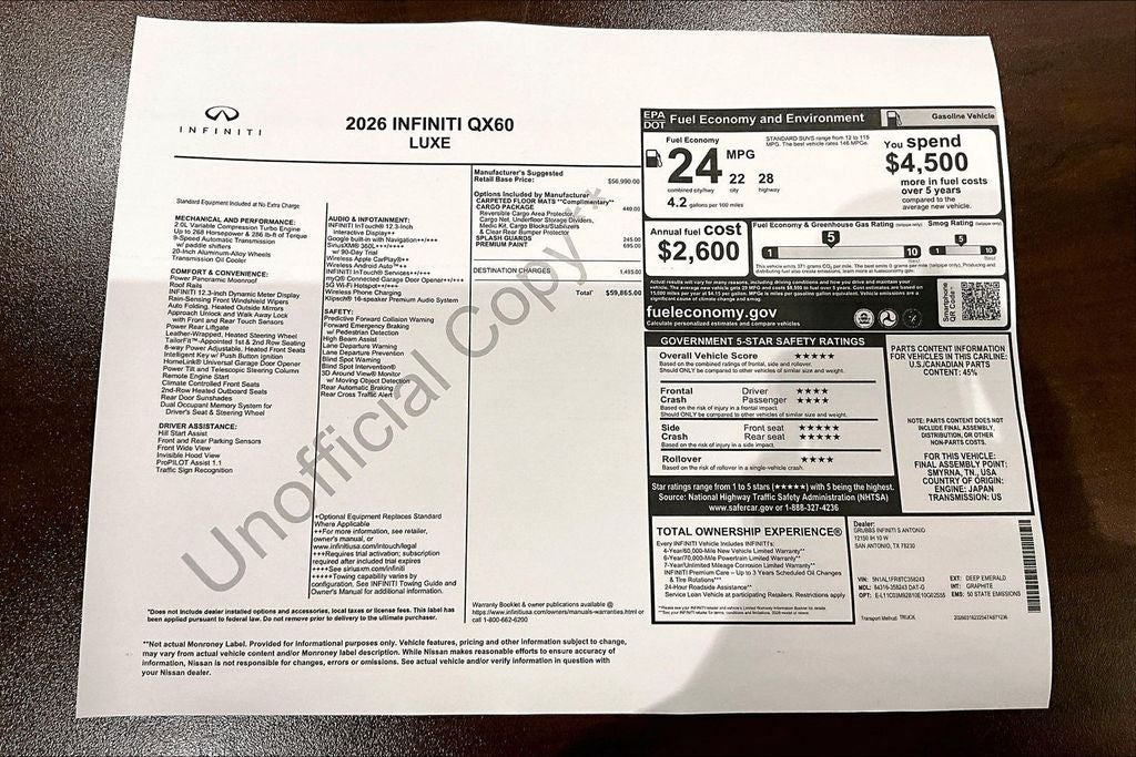 2026 INFINITI QX60 LUXE