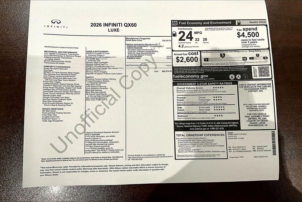 2026 INFINITI QX60 LUXE