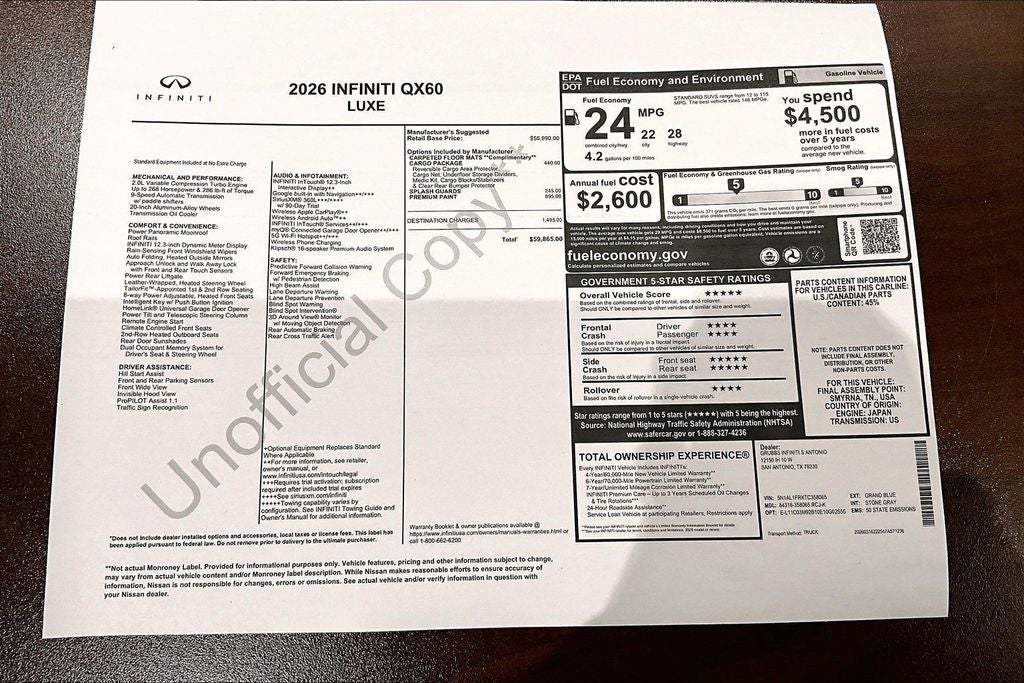 2026 INFINITI QX60 LUXE