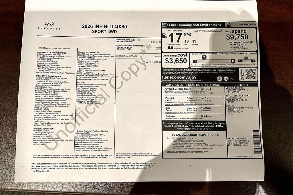 2026 INFINITI QX80 SPORT