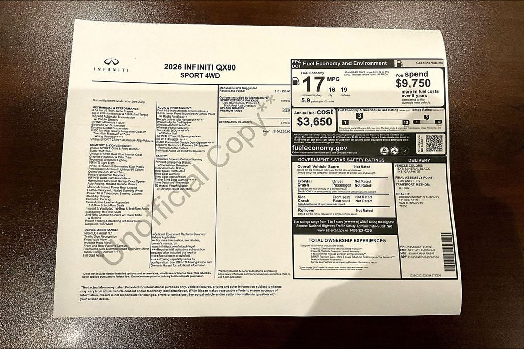 2026 INFINITI QX80 SPORT