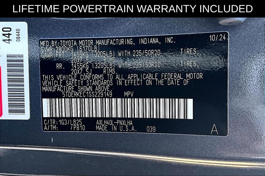 2025 Toyota Sienna Platinum 7 Passenger