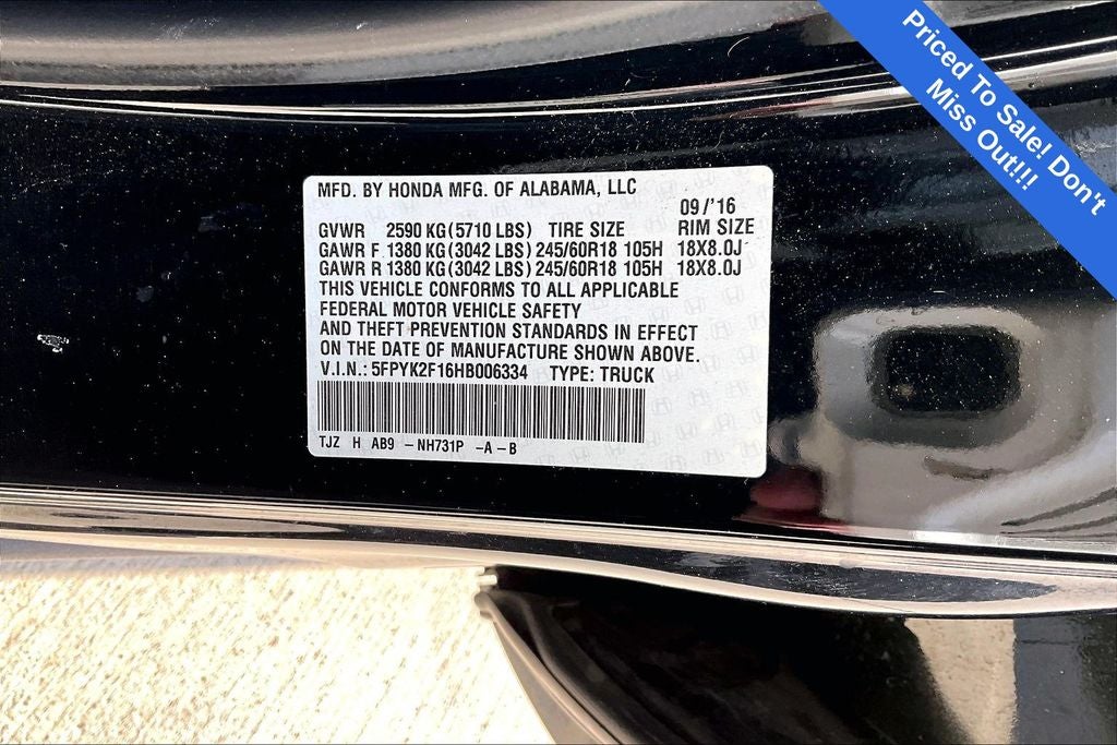 2017 Honda Ridgeline Sport