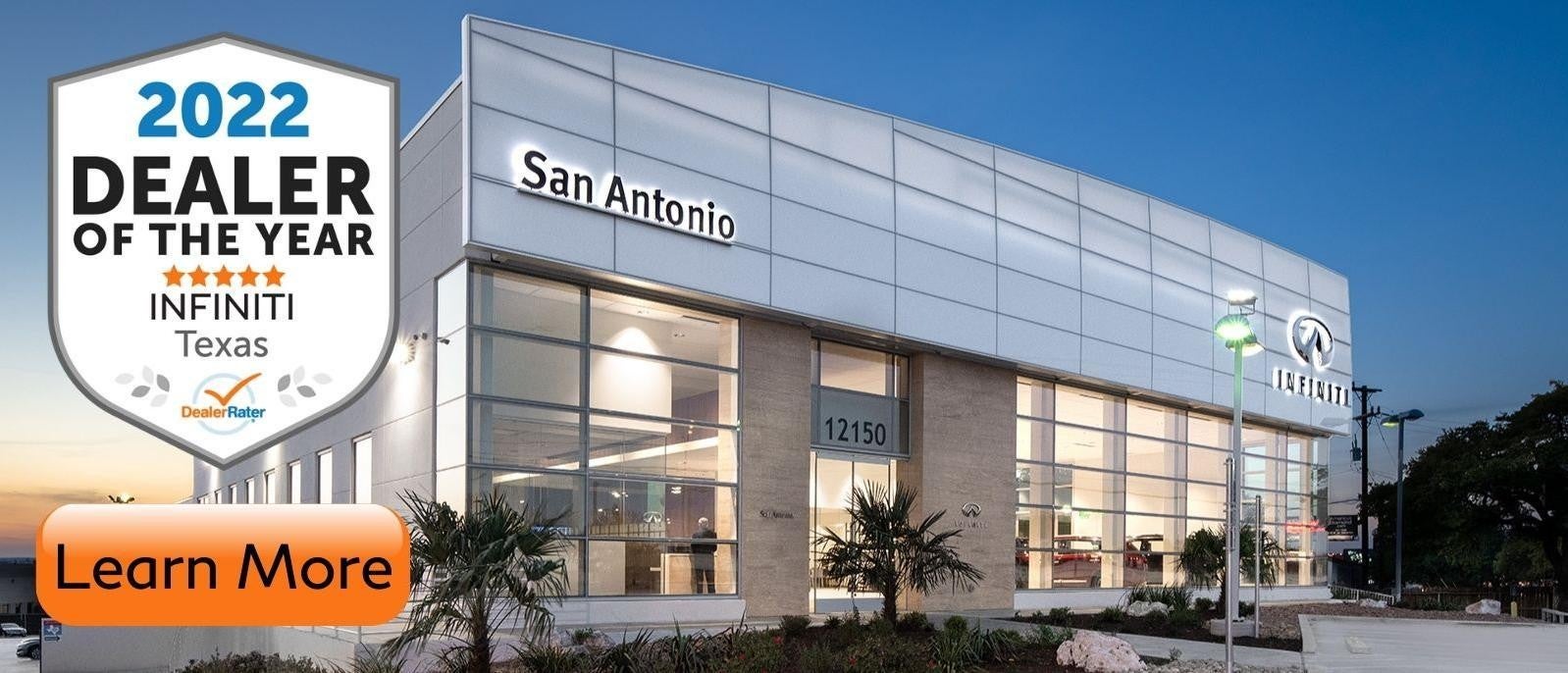 dealership exterior dealerrater award badge Grubbs INFINITI of San Antonio in San Antonio TX